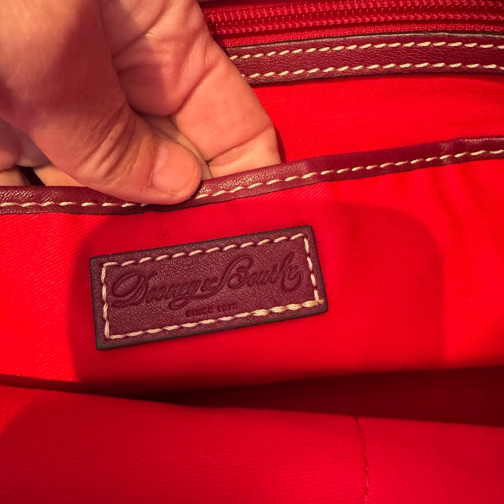 Dooney & Bourke Wine Red Leather Tote with Gold Logo Hardware - Picture 5 of 8
